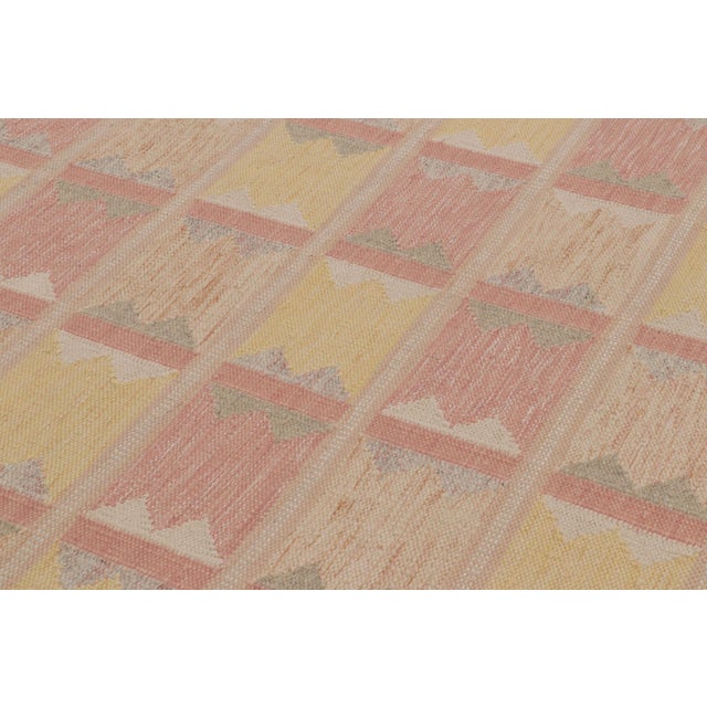 2010s Rug & Kilim’s Scandinavian Style Rug, Geometric Patterns in Rose Pink & Yellow For Sale - Image 5 of 10