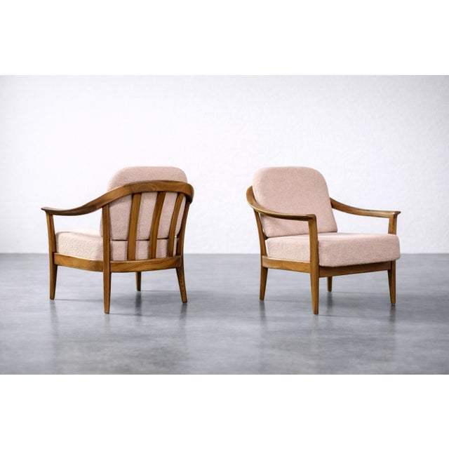 Mid-Century German Modern Cherrywood and Pink Upholstered Armchairs from Wilhelm Knoll, 1970s, Set of 2 For Sale - Image 13 of 18