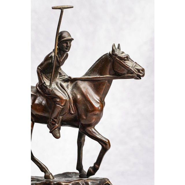 Traditional Antique Austrian Bronze Horse Polo Player Statue Sculpture Catchall Equestrian Desk Jewelry Dresser Home Decor For Sale - Image 3 of 17