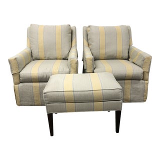 CR Laine Jennifer Armchairs & Samuel Ottoman, 3 Pieces For Sale