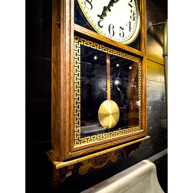 Early 20th Century Western Union Box Regulator Wall Clock With Key For Sale - Image 11 of 16