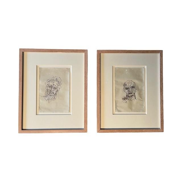 Abstract Pair of Framed Pen and Ink Drawing For Sale - Image 3 of 11