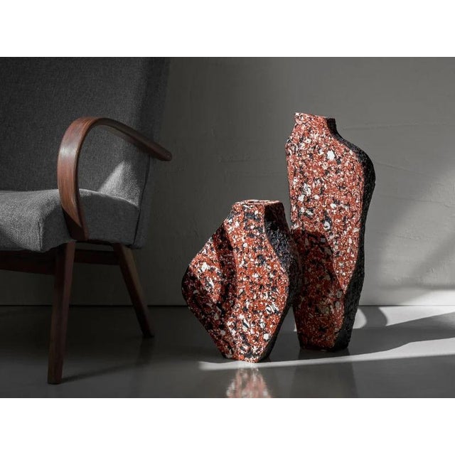 Bio Concrete FRAGMENT Sculptural Stone Vase Set by Donatas Žukauskas A pair of sculptural vessels built on a fragmented,...