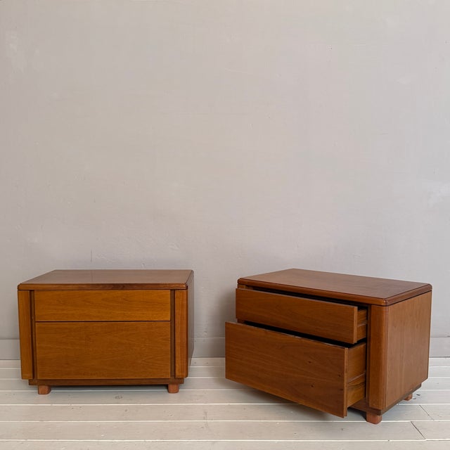 Mid-Century Modern Mid-Century Italian Walnut Bedside Tables with Drawers, 1960s, Set of 2 For Sale - Image 3 of 11
