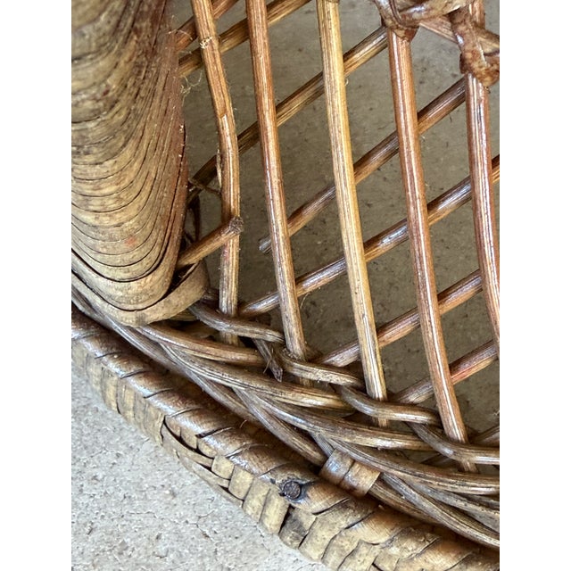 Wood Vintage Mid-Century Bohemian Wicker & Rattan Peacock Fan Chair For Sale - Image 7 of 12