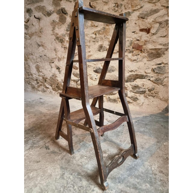 Antique Metamorphic Library Step Chair in Beechwood, France, Early 20th Century For Sale - Image 15 of 18