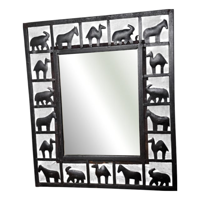 Wrought Iron Mirror, Les Marolles, 1950s For Sale