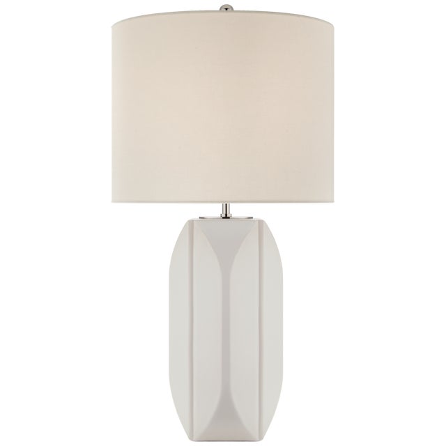 Kate Spade New York for Visual Comfort Signature Carmilla Medium Table Lamp in Matte White with Linen Shade For Sale