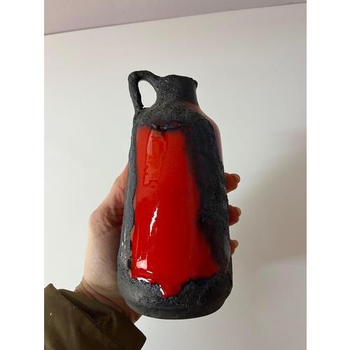 Brown Red and Brown Fat Lava Vase from Marei Keramik For Sale - Image 8 of 11