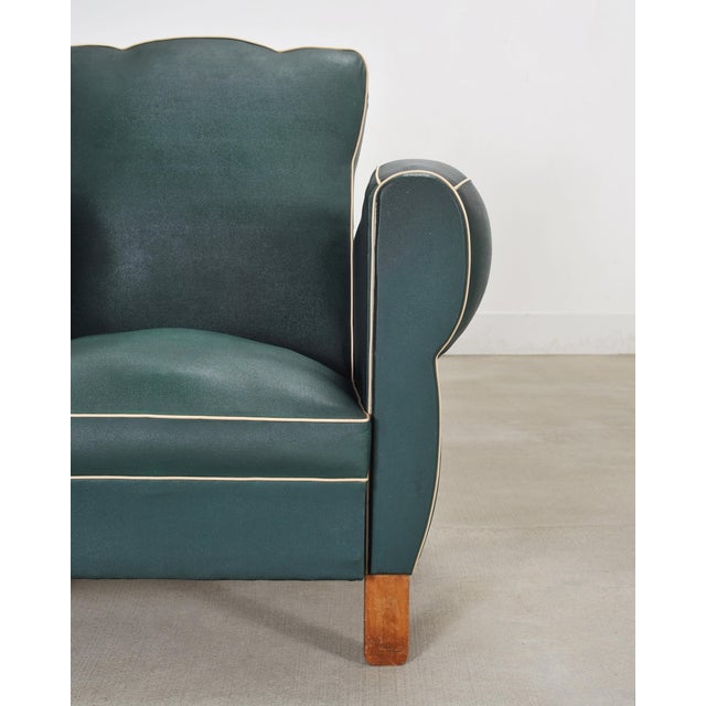 Pair of 20th Century French Art Deco Period Green Club Chairs For Sale - Image 15 of 17