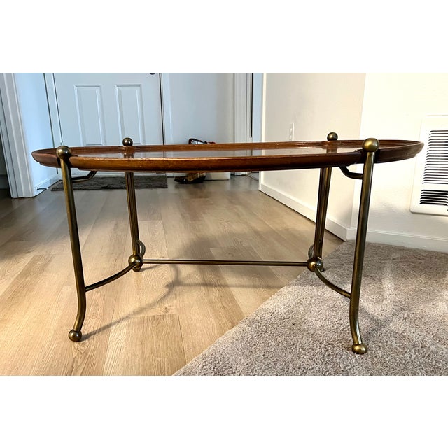 1960s Mid Century Modern Tea Table W/Wood Top & Brass Legs For Sale In Seattle - Image 6 of 9