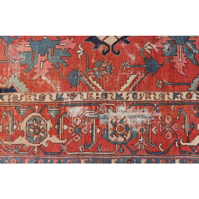 Serapi Rug Featuring Ornate Central Medallion Design and Rich Colors 10'5 X 13'1 For Sale In Atlanta - Image 6 of 12