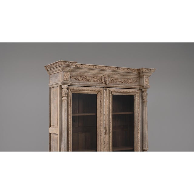 Wood 1880s Belgian Oak Vitrine with Ornate Carvings For Sale - Image 7 of 18