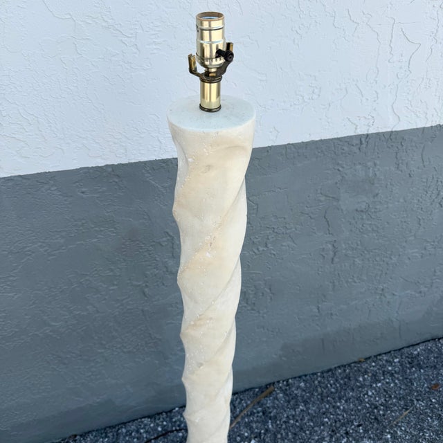 Late 20th Century Postmodern Cream Twisted Plaster Floor Lamp For Sale - Image 5 of 8