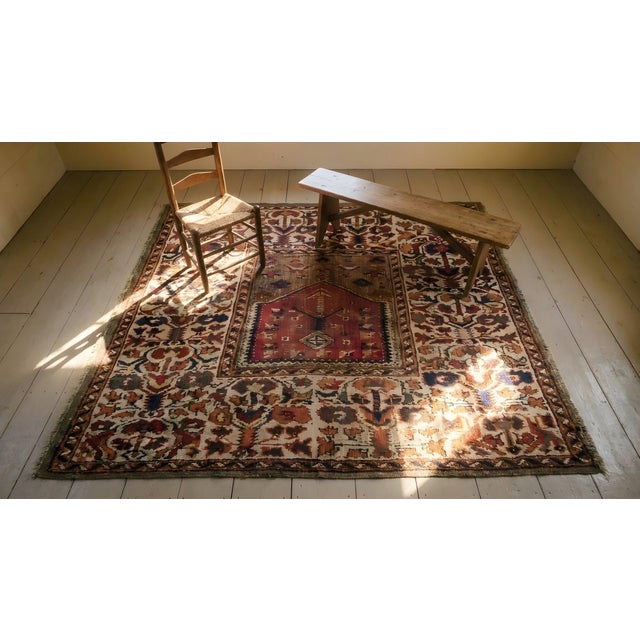Sublime Green-Olive Background Color With Special Details Geometric Design Antique Turkish Anatolian Bergama Prayer Rug For Sale - Image 15 of 15
