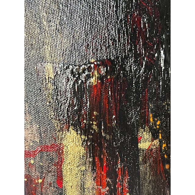 Dark Abstract Oil on Canvas Painting Norma Smith For Sale In Miami - Image 6 of 10