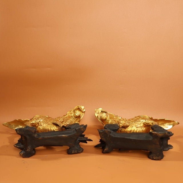 Late 19th Century Pair of Gilt Bronze Winged Qilin Statues, Mythical Beast Figures, 3.75kg For Sale In Los Angeles - Image 6 of 9