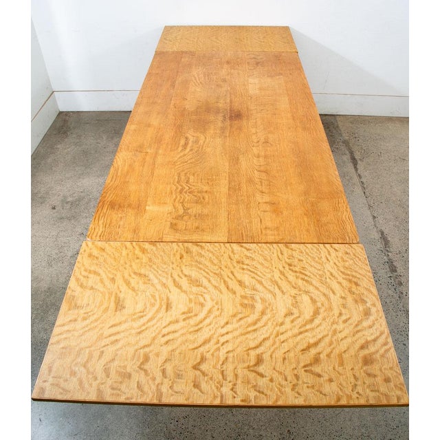 1960s Mid 20th Century Danish Modern Dining Table Solid White Oak Attributed to Henning Kjaernulf Leaf X2 For Sale - Image 5 of 12