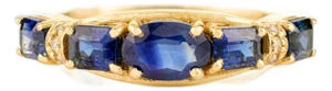 Victorian Revival Blue Sapphire 14k Gold Band Size 7