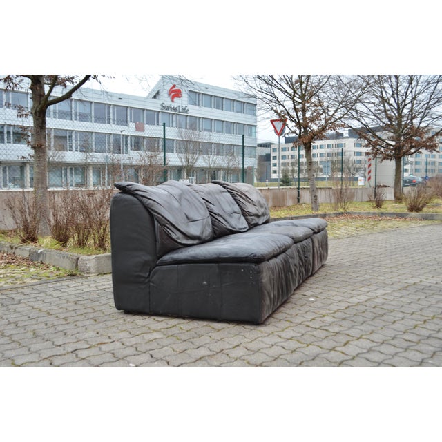 1970s Vintage Modular Sectional Sofa in Leather from Laauser, 1970s, Set of 3 For Sale - Image 5 of 18