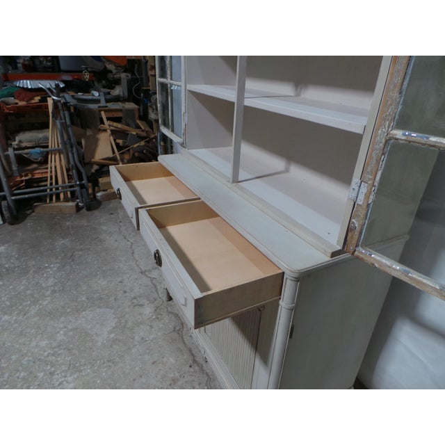 Antique White Swedish Gustavian Glass Top Display Cabinet For Sale - Image 8 of 14
