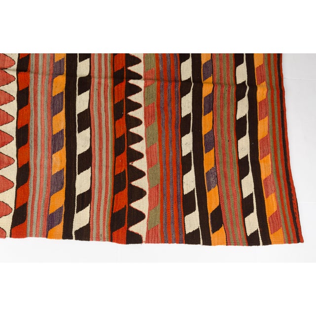 1950s Handwoven Sawtooth Striped Tribal Rug For Sale - Image 4 of 10