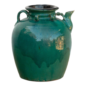 Antique Emerald Green Pottery Jar