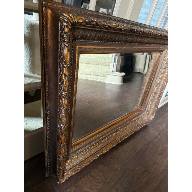 Large Gilded Ornate Mirror With Wide Molding For Sale - Image 4 of 11