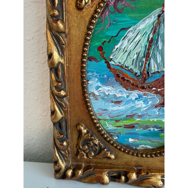 2020s Serg Graff Medusa Schooner Original Art, Fantasy Ship Seascape Nautical Art Coa For Sale - Image 5 of 8