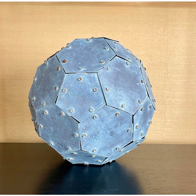 Mid 20th Century Monumental Vintage 32-Faceted Riveted Steel Geometric Sculpture For Sale - Image 5 of 11