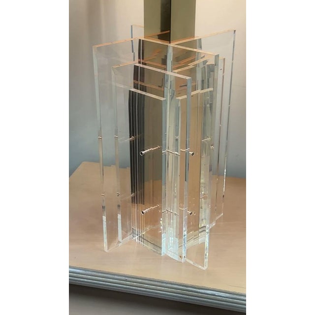 Large Brass & Acrylic Glass Architectural Table Lamp, 1970s For Sale - Image 15 of 16