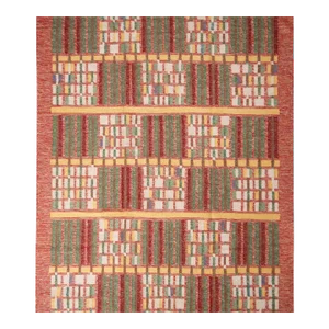 Rug & Kilim's Scandinavian Red and Green Wool Rug - Natural Yarn 4x6