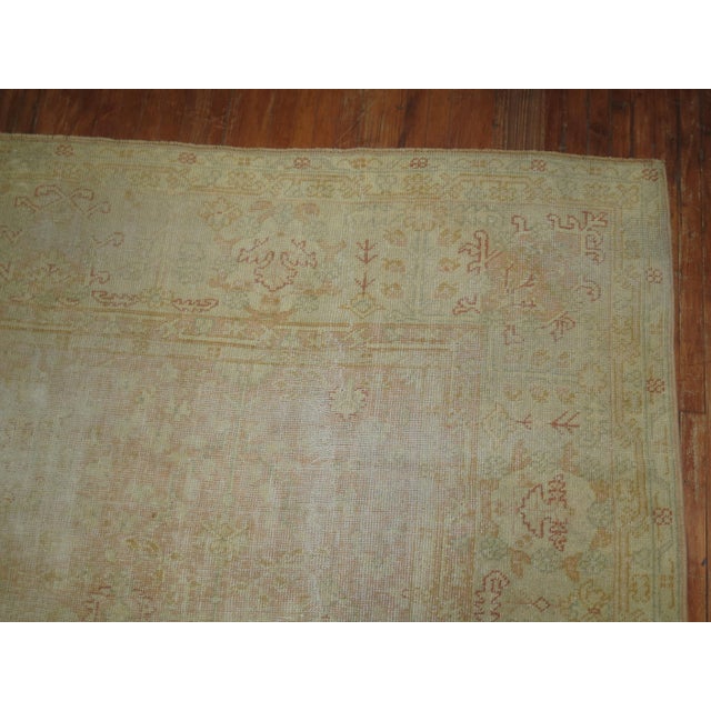 Early 20th Century Worn Pale Peach Large Antique Turkish Oushak Rug For Sale - Image 5 of 6