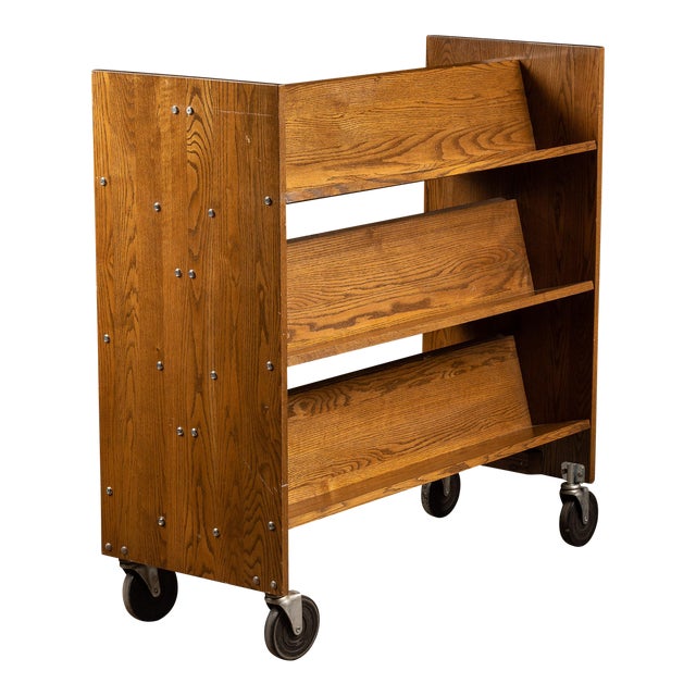 1950s Vintage Wooden Library Cart Chairish