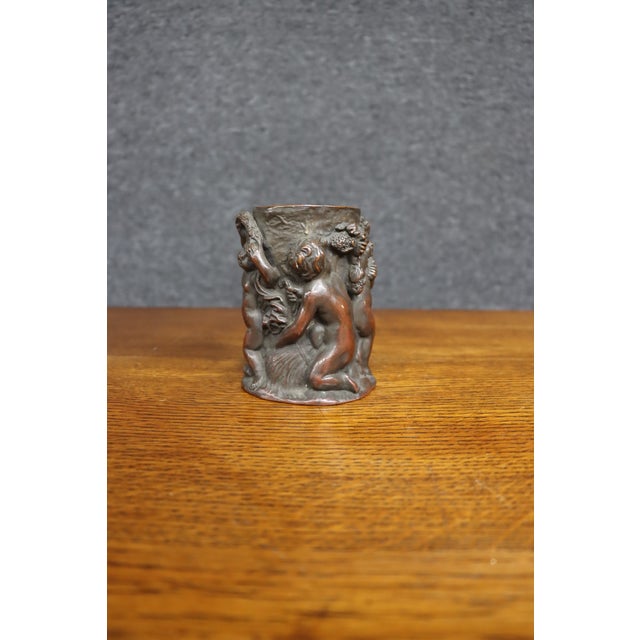 Italian 19th Century Copper Figural Vase With Putti and Cherubs For Sale - Image 3 of 10