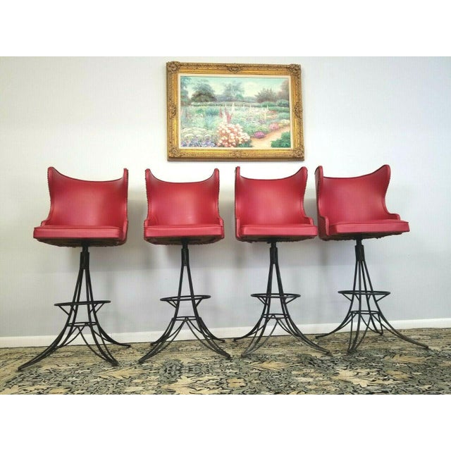Vintage MidCentury Deluxe Red Stools Set of 4 Chairish