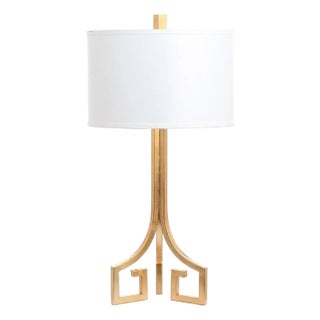Arabelle Hardback Greek Key Table Lamp in Gold - a Pair For Sale
