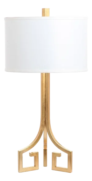 Arabelle Hardback Greek Key Table Lamp in Gold - a Pair
