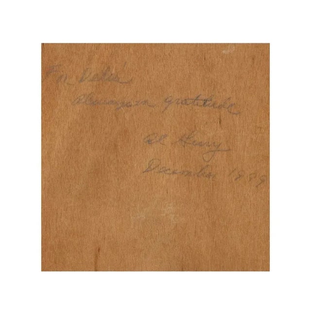 Blue Circa 1999, Vintage Artist Signed Nude Oil Painting of a Woman, on Wood Board, Signed Al Geary For Sale - Image 8 of 10