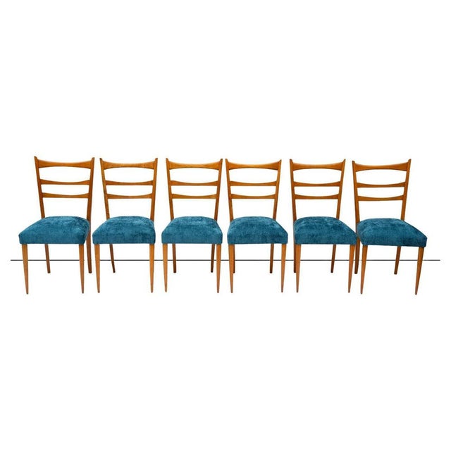 Set of 6 Chairs, 1960s, Made in Italy. Extraordinary fully restored Made in Italy ash dining chairs. The ash wood frame...