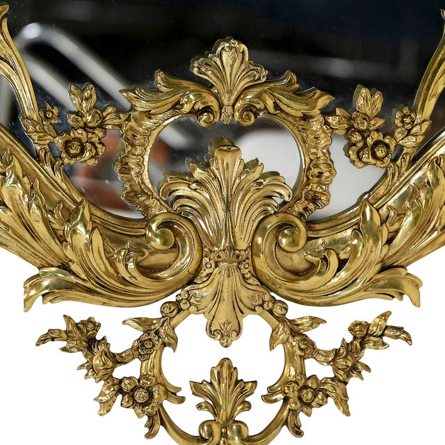 Vintage French Brass Wall Mirror, 1960s For Sale - Image 4 of 9