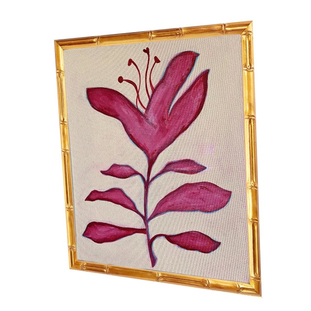 Contemporary Original Framed Acrylic Botanical Painting, Organic Boho Art Floral Wall Art by Tatiana Duperault For Sale - Image 3 of 6
