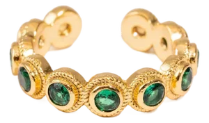 Emerald Glow Adjustable Gold Plated Stackable Ring, Size 8