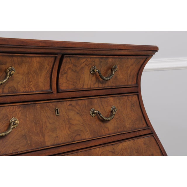 Ethan Allen Inlaid Townhouse Burl Wood Bombe Chest For Sale - Image 11 of 17