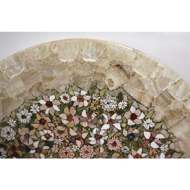 1970s Onyx Coffee Table With Floral Mosaic Inlay, Mid-Century Modern, Brazil For Sale - Image 5 of 9