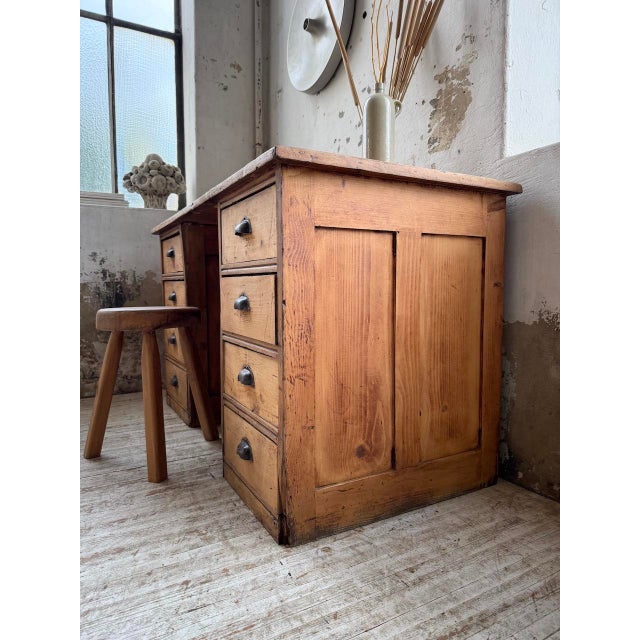 Wood Pine Workshop Desk, 1950s For Sale - Image 7 of 18