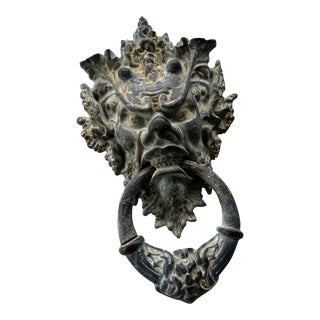 Early 20th Century Verdigris Mythical Creature Door Knocker For Sale