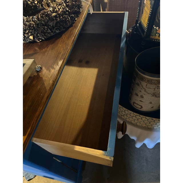 Antique Blue Painted Pine Chest of Drawers For Sale - Image 9 of 11
