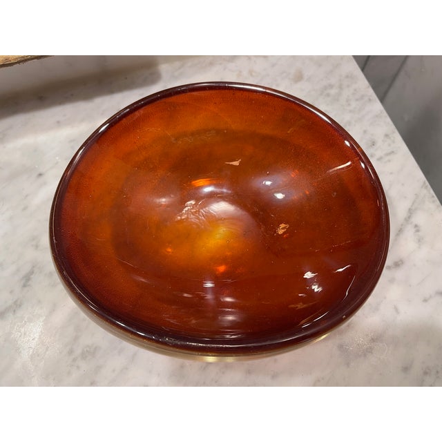 Mid-Century Modern Mid 20th Century Orange Murano Style Italian Bowl Catchall For Sale - Image 3 of 4