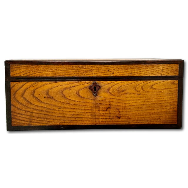 Chocolate Outstanding Antique Hand Made American Chestnut & Genuine Rosewood Documant Box With Exotic Wood Inlays - Circa 1870s For Sale - Image 8 of 18